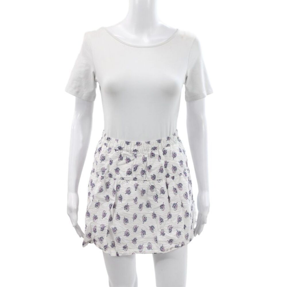 Brooks Brothers Womens Mini Floral Cotton Skirt White Short Size XL